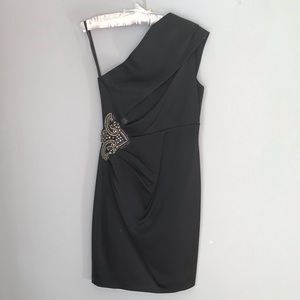 David Meister One Shoulder Cocktail Dress Size 2